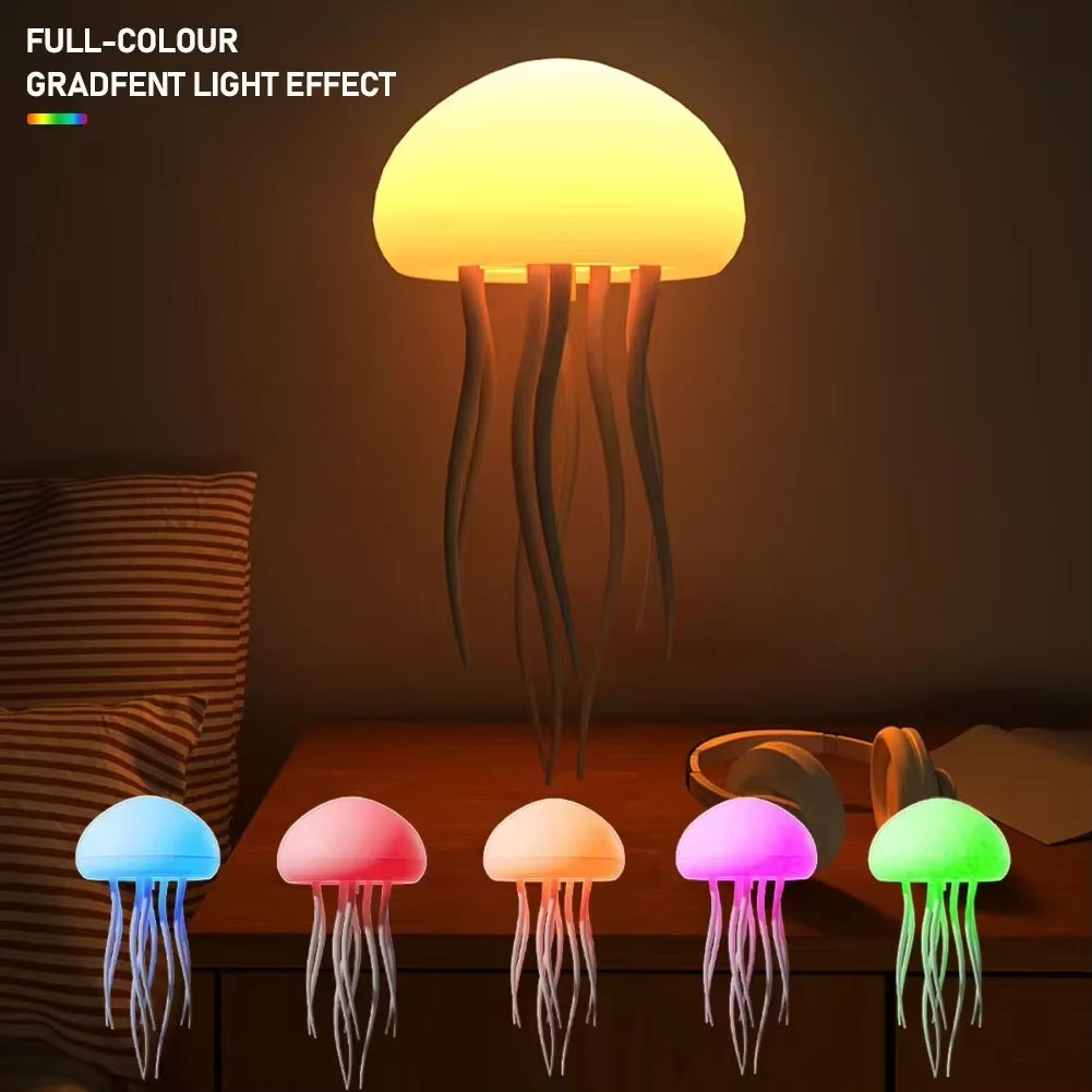 🐬Cartoon jellyfish nightlight  💐RGB gradient  voice control  🌺Type C charging LED light🍅