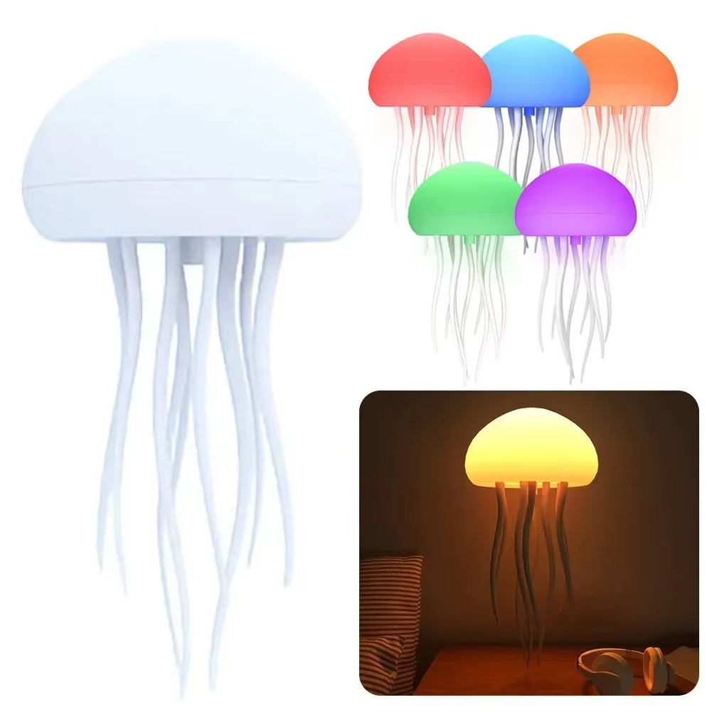 🐬Cartoon jellyfish nightlight  💐RGB gradient  voice control  🌺Type C charging LED light🍅