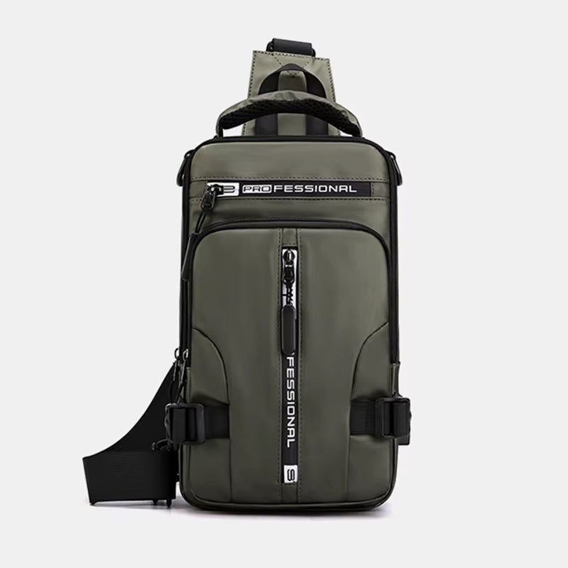 ❤️Men's Versatile Waterproof Nylon Sling Bag with 💋USB Charging Port - Crossbody🐬 Chest Shoulder Backpack for🌹 Travel and Daily Use