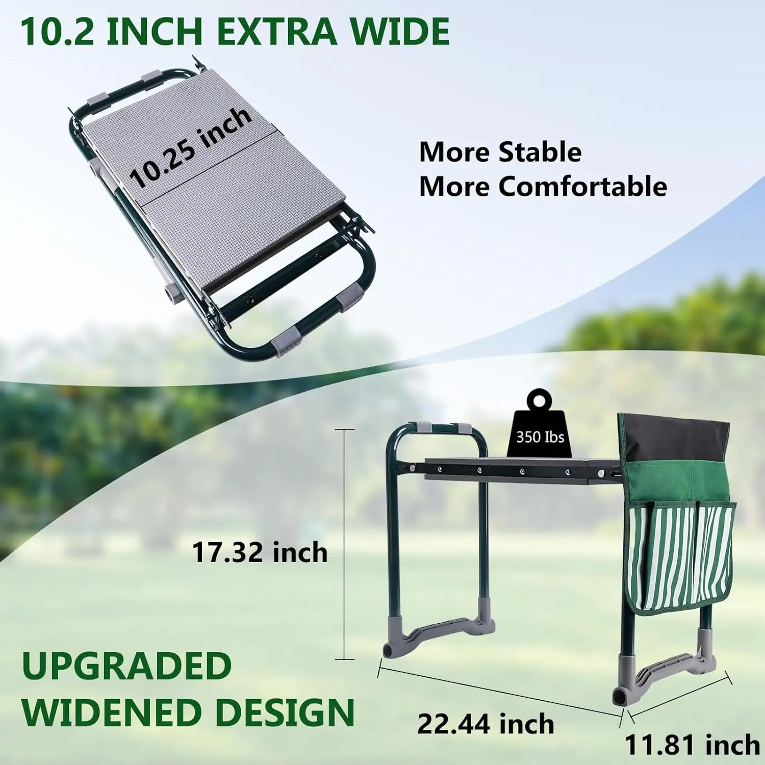 ❤️Upgraded Garden Kneeler Stool with 10 Inch Wide Comfort Pad, 💯Heavy Duty Folding Chair, Multi-Functional Gardening 🌹Kneeler and Seat