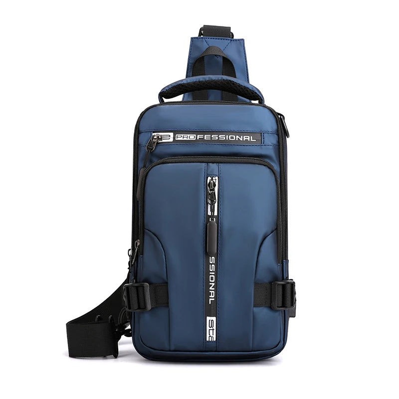 ❤️Men's Versatile Waterproof Nylon Sling Bag with 💋USB Charging Port - Crossbody🐬 Chest Shoulder Backpack for🌹 Travel and Daily Use