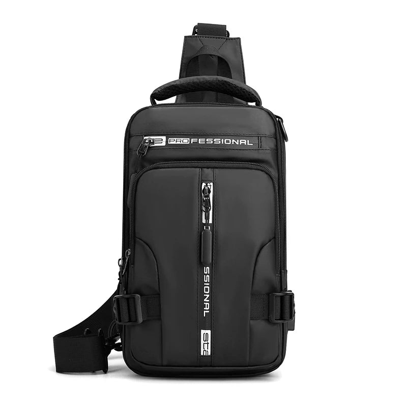 ❤️Men's Versatile Waterproof Nylon Sling Bag with 💋USB Charging Port - Crossbody🐬 Chest Shoulder Backpack for🌹 Travel and Daily Use