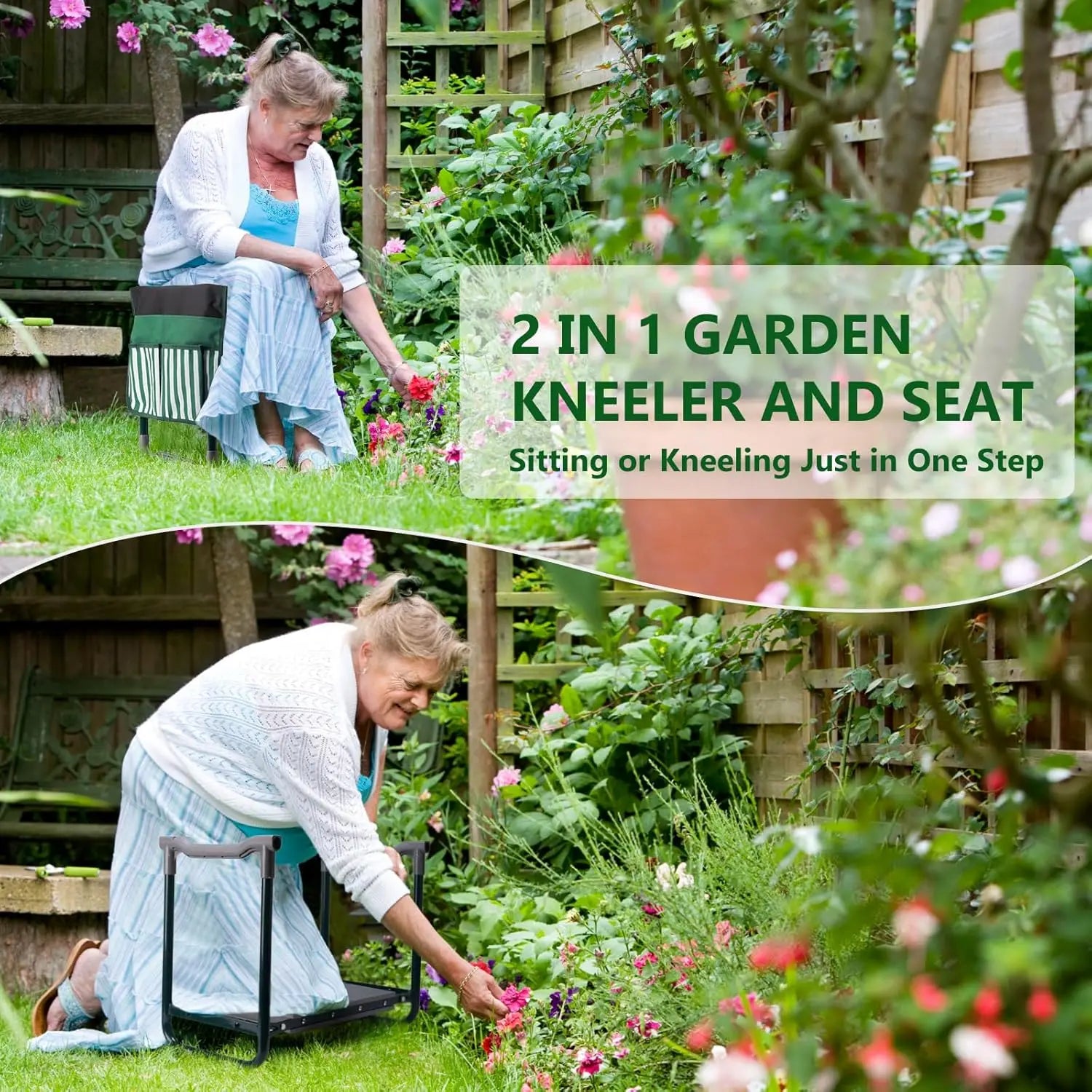 ❤️Upgraded Garden Kneeler Stool with 10 Inch Wide Comfort Pad, 💯Heavy Duty Folding Chair, Multi-Functional Gardening 🌹Kneeler and Seat